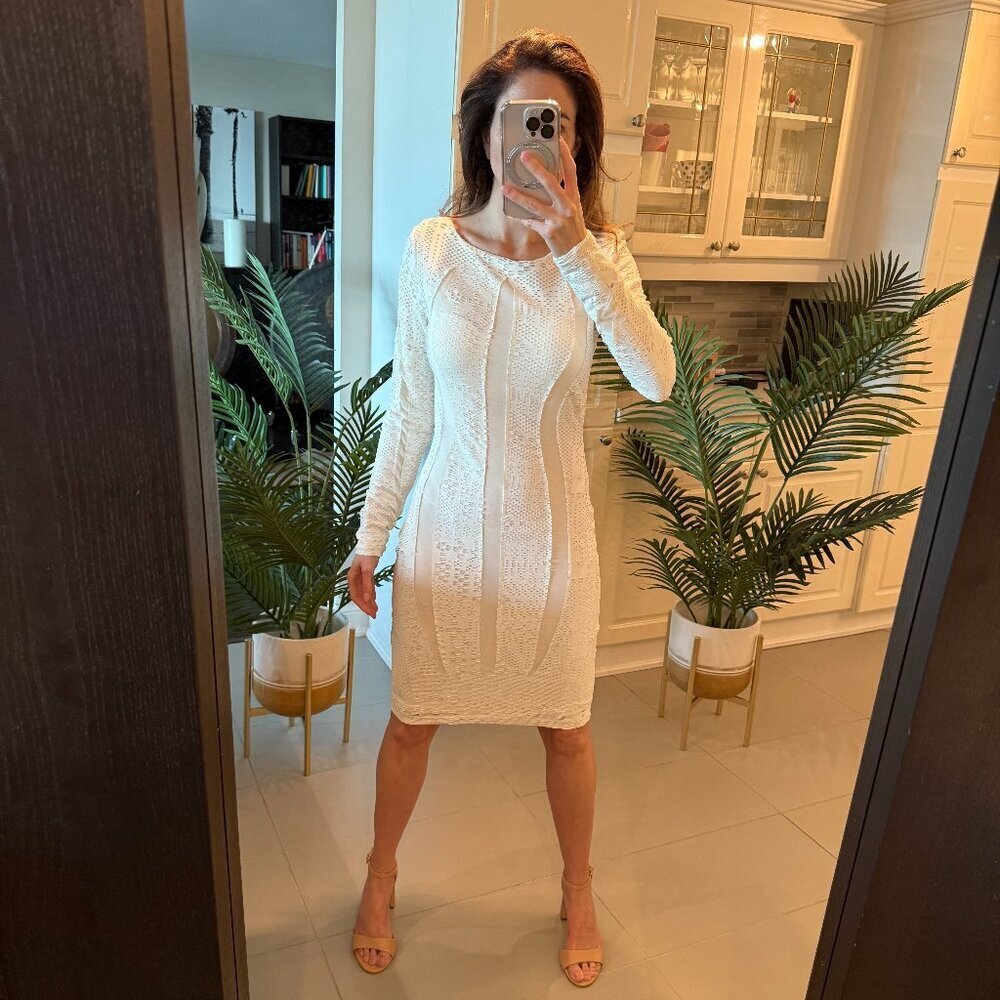 NEW White Long Sleeve Dress, REISS, US 6